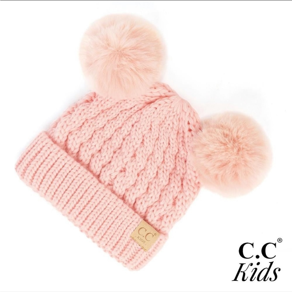 C.C Kids Double Pom Hat pale pink